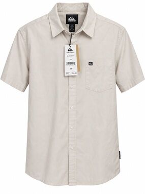 Quiksilver Men's Light Beige Short Sleeve Button-Down Shirt